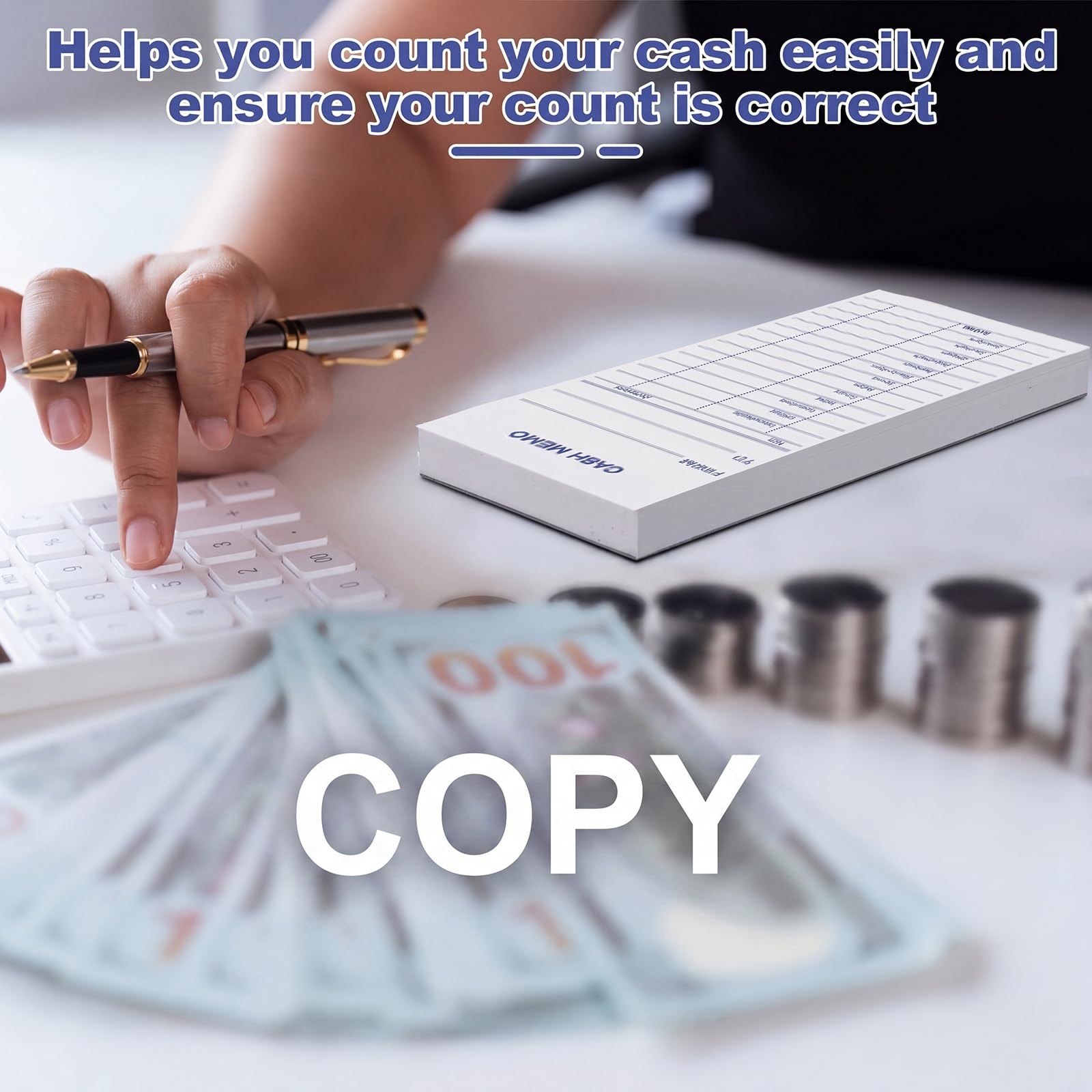 Eaasty 1000 Sheet Cash Memo 2.75 x 6.25 Inch Currency Coin Counting White