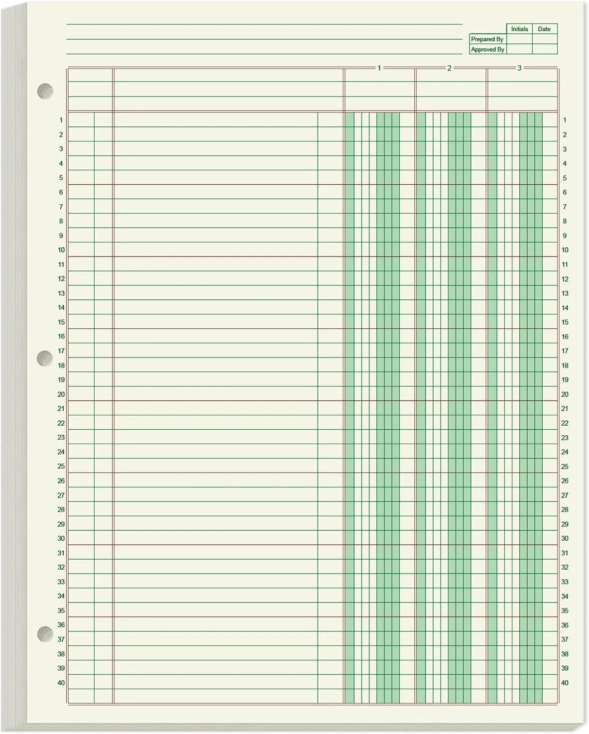 Columnar Analysis Pad 3 Column Ledger – 3 Hole Punched Accounting Ledger Book Re