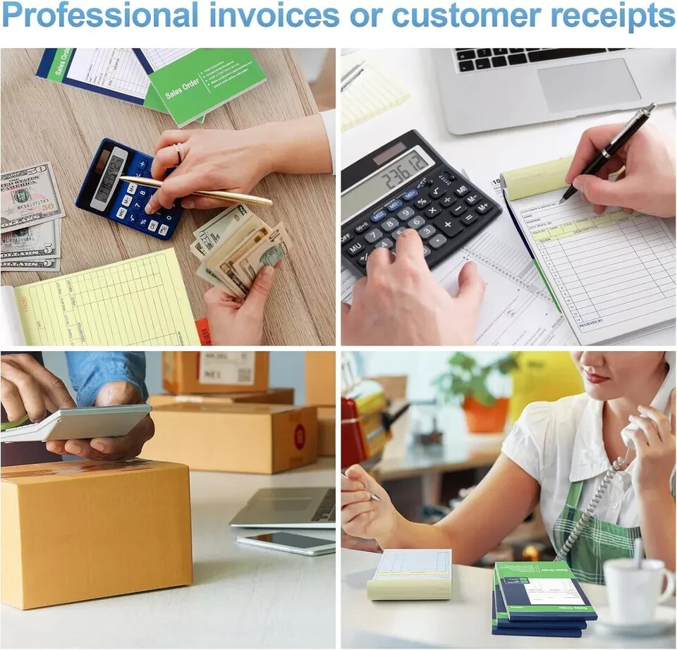4 Pack Receipt Book, 4.17Inx7.2In Receipt Book with Carbon Copies, 2-Part Carbon