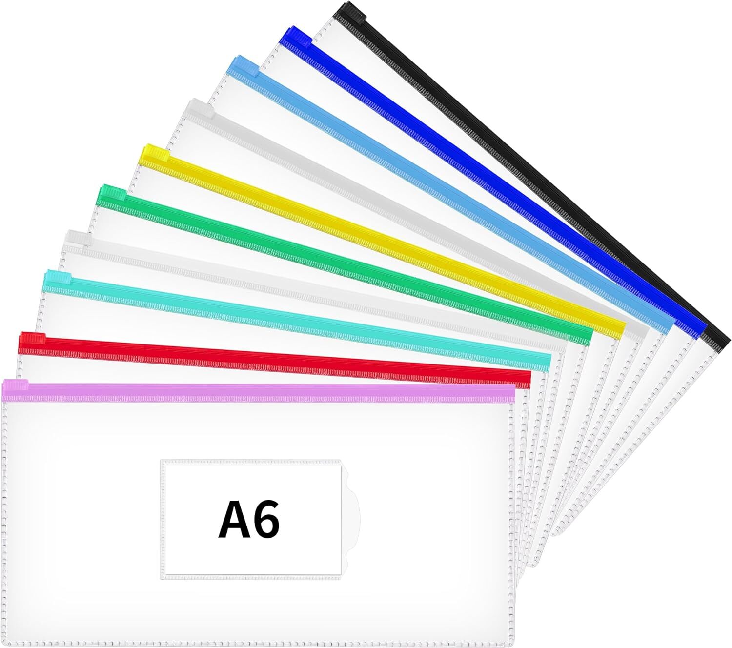 JARLINK 10 Pcs Poly Zip Envelope, A6 Size (9 x 4.7in) Plastic Zipper 10pcs