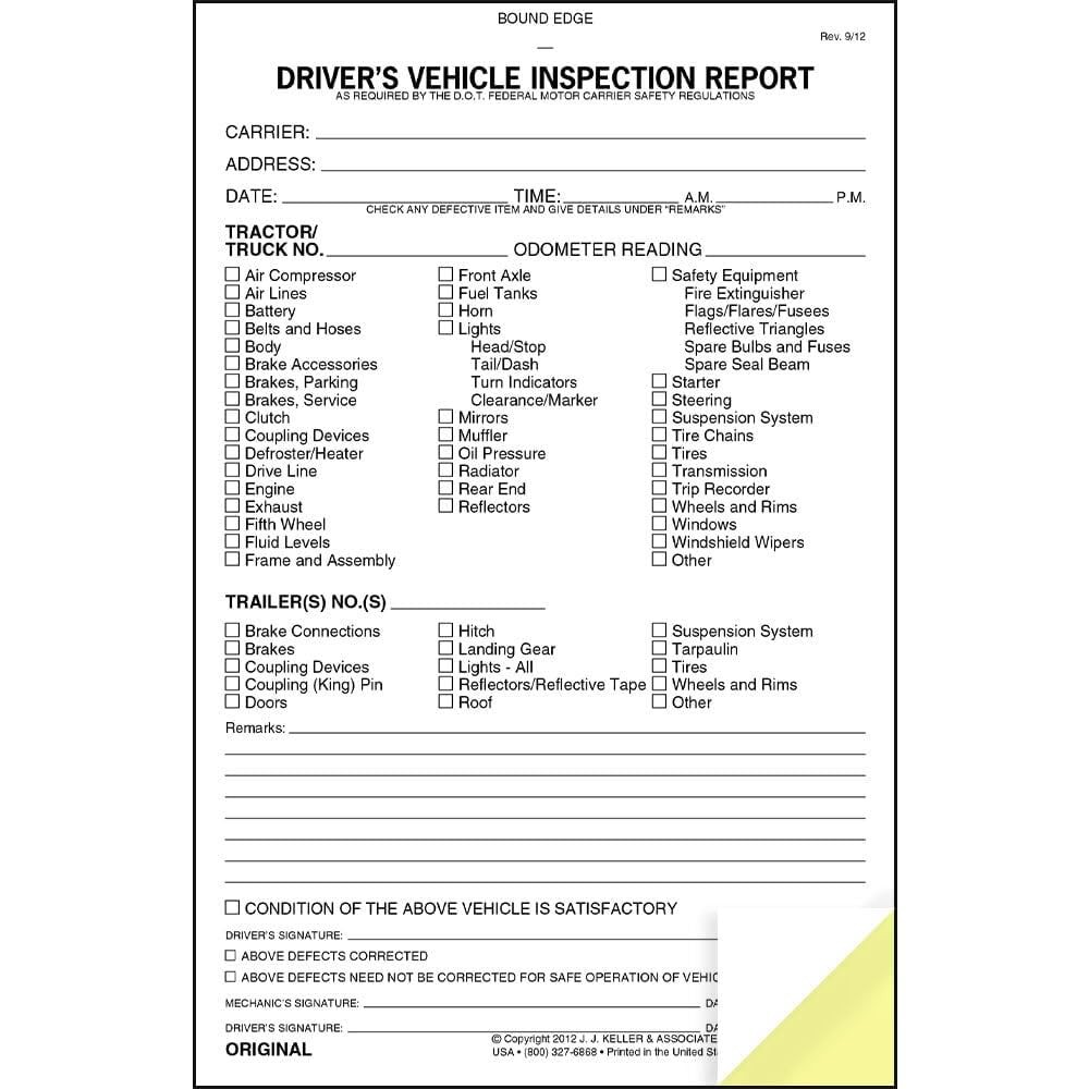J. Keller & Associates, Inc. Detailed Driver’s Vehicle Inspection 1-pack