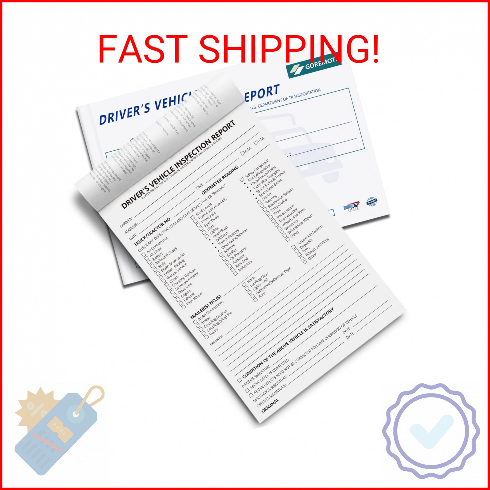Detailed Driver’s Vehicle Inspection Report, Daily Pre Trip Inspection Book for