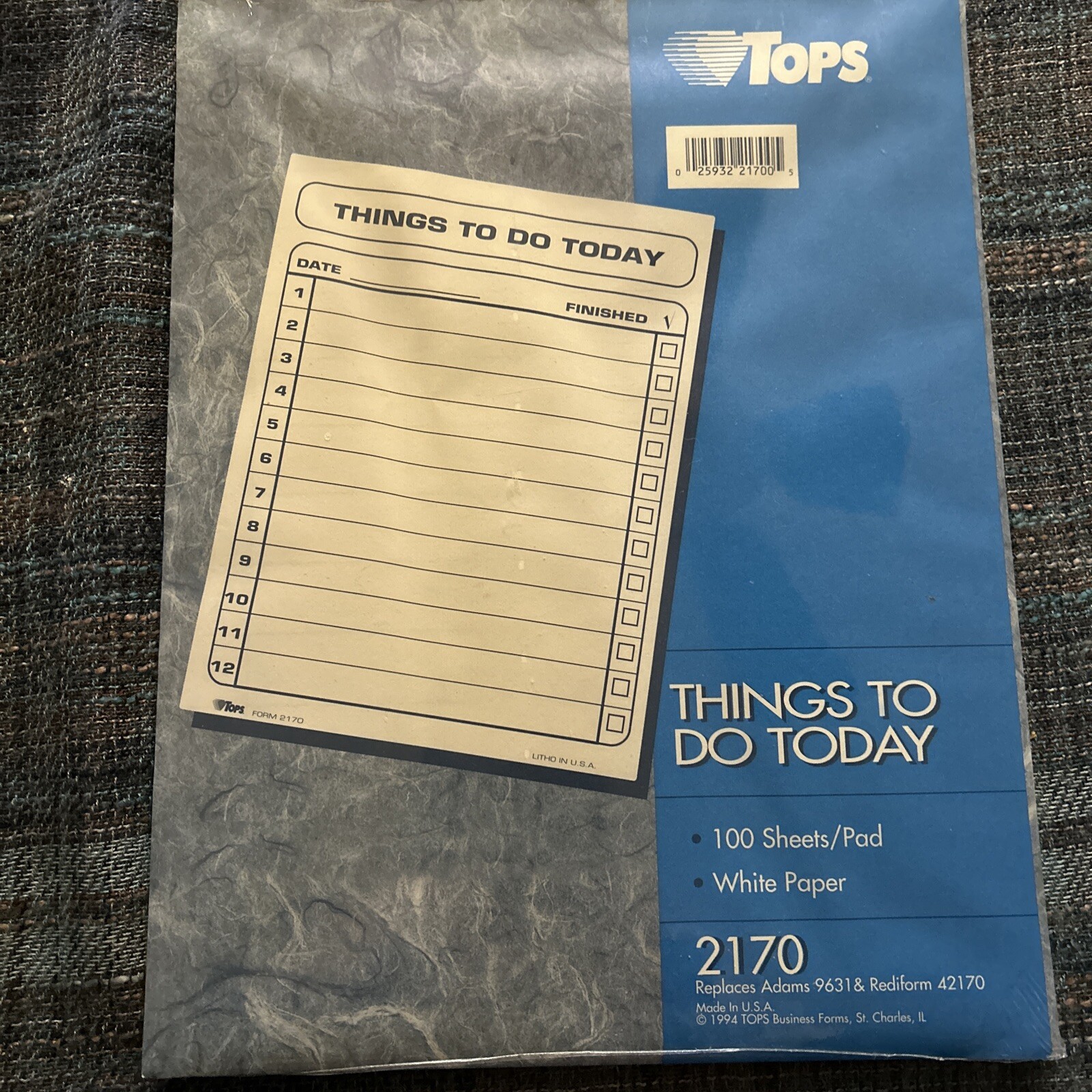 NOS TOPS “Things To Do Today” Daily Agenda Pad 8 1/2 x 11 100 Forms 2170 Planner