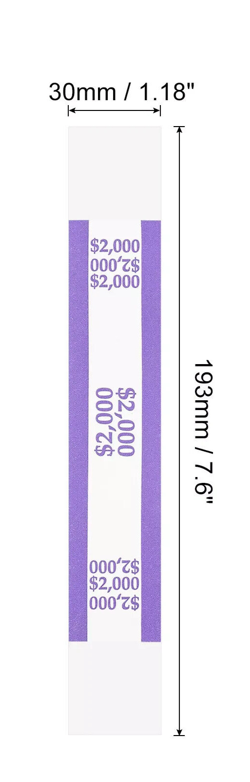 10 Self-Sealing Violet Bill Straps Holds $2000 Bill Wrappers Currency Bands
