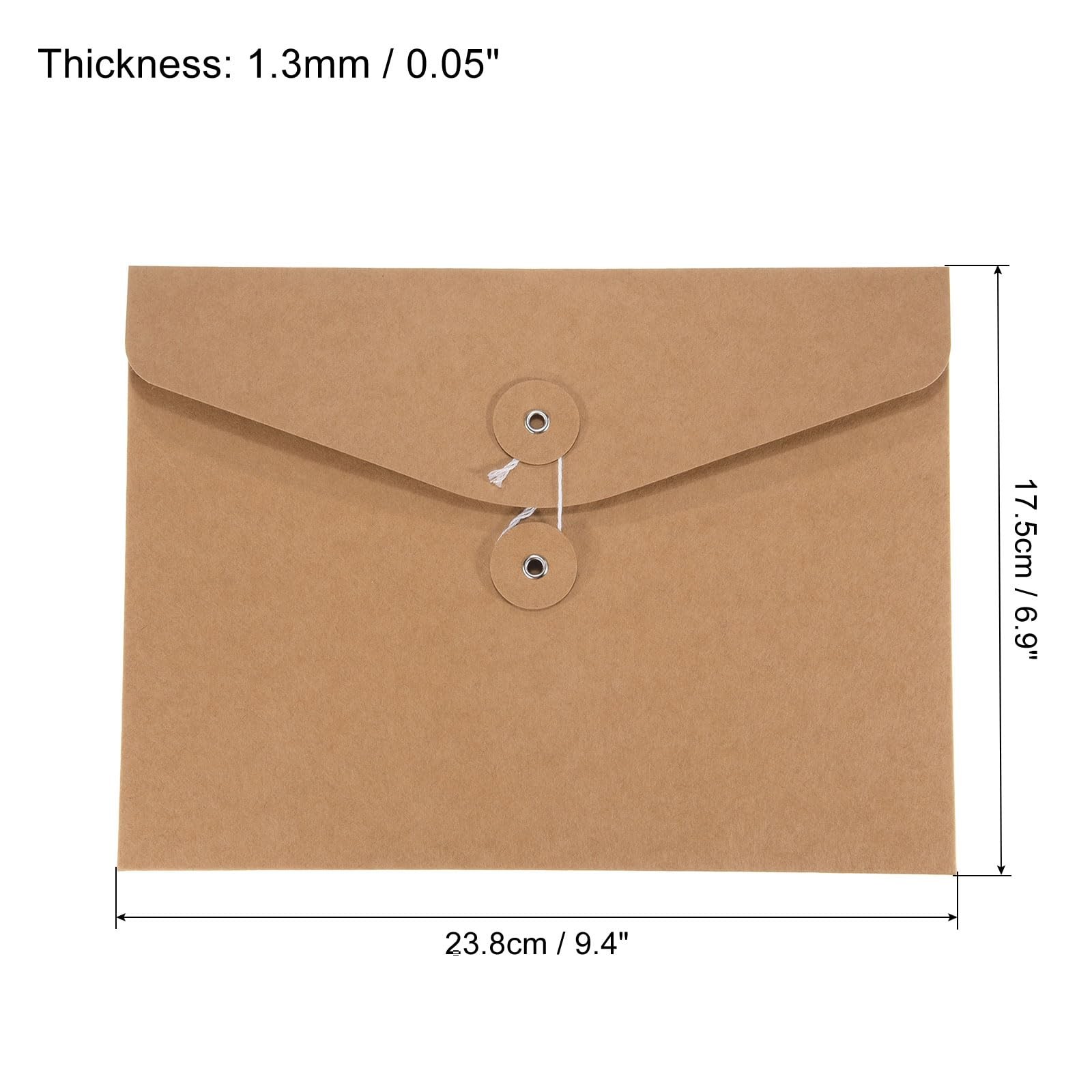 PATIKIL String Envelope File Folders 5 Pack A5 Size Document Medium, Brown