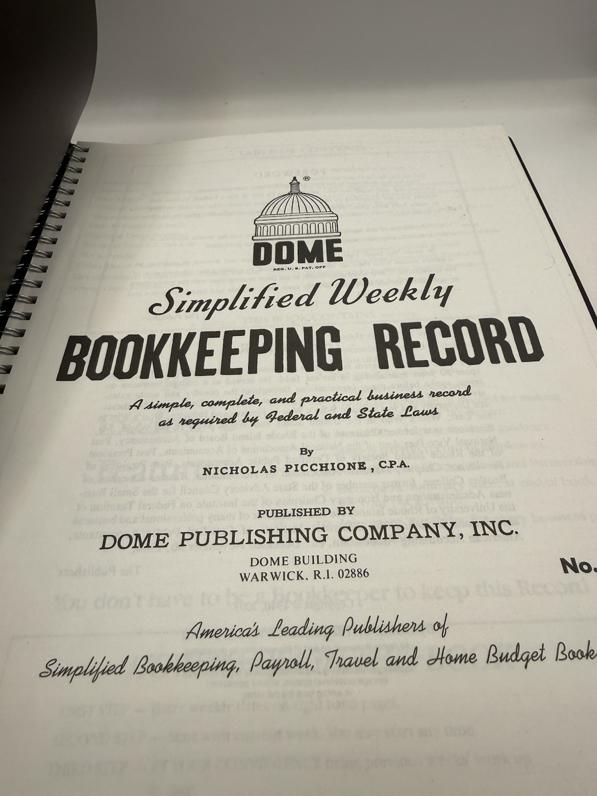 Dome DOM600 Bookkeeping Record Book Weekly 128 Pages 9 x11 Inches not written in
