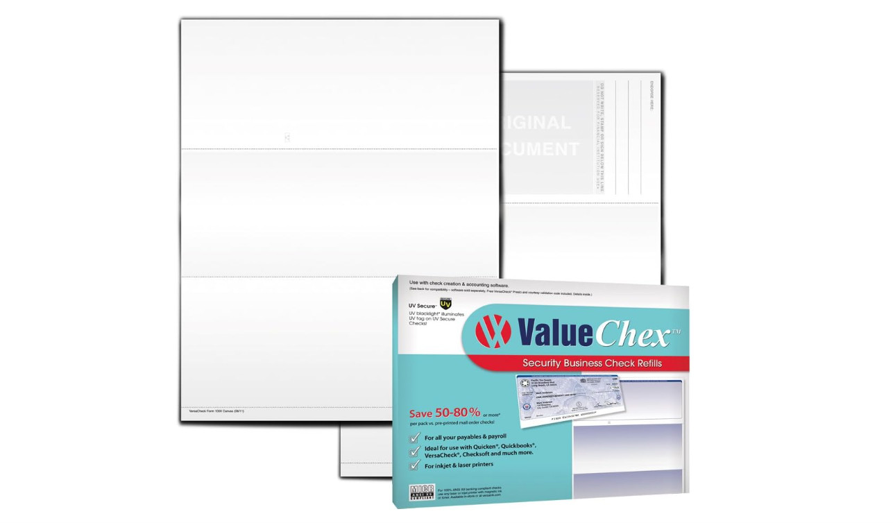UV Secure papel cheques en blanco formato negocio cheque arriba canvas 55 hojas