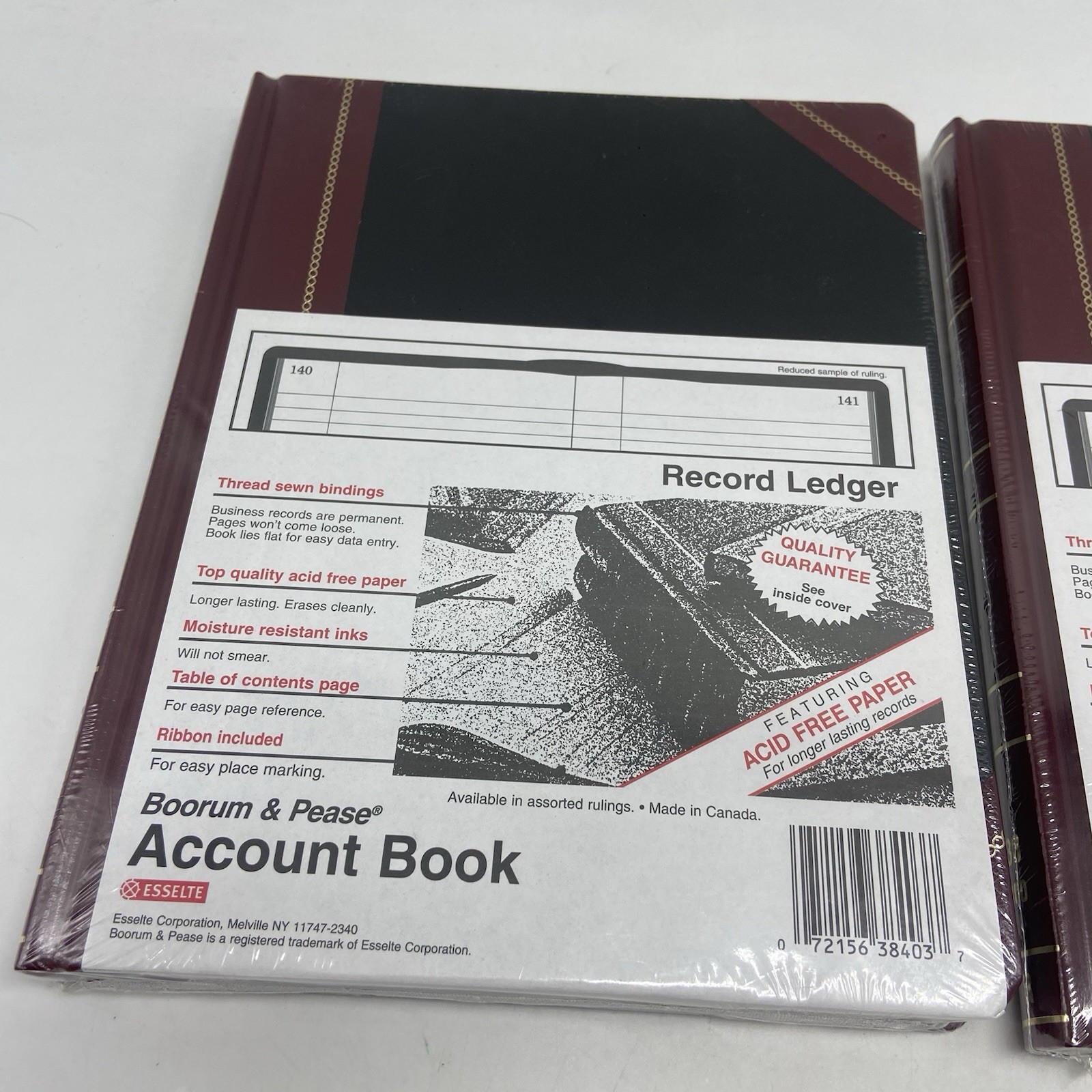 (2) Boorum & Pease Account Book Record Ledger Black/Red 300 Pages 38-300-R