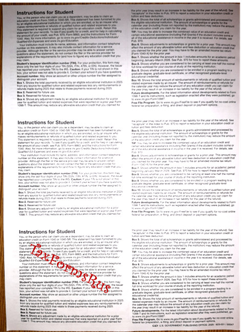 2025 IRS Tax Form 1098-T single sheet set for 3 students, NONcarbonless 2pt, 3up