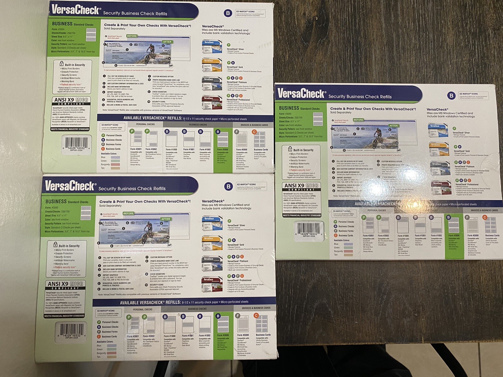 VersaCheck Security Business Check Refills 750 Standard Checks Form #3000