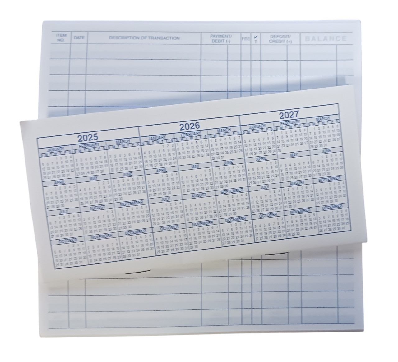 1 Checkbook Transaction Registers 2025 2026 2027 Calendar Check Book Register