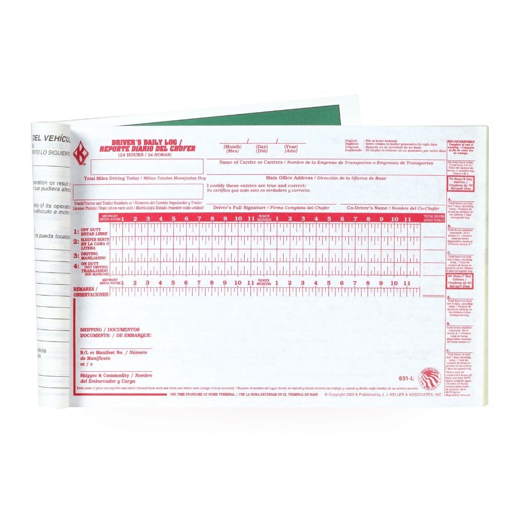 J. J. Keller Driver’s Daily Log Book 10-pk. with DVIR & Recap, Bilingual,