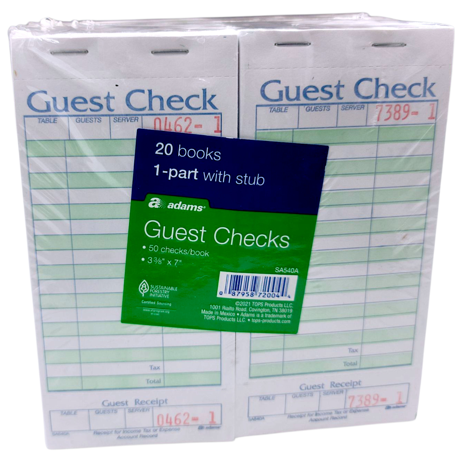 Adams Guest Checks SA540A | 20 Books = 1000 Checks | 1-Part Server Order Pads