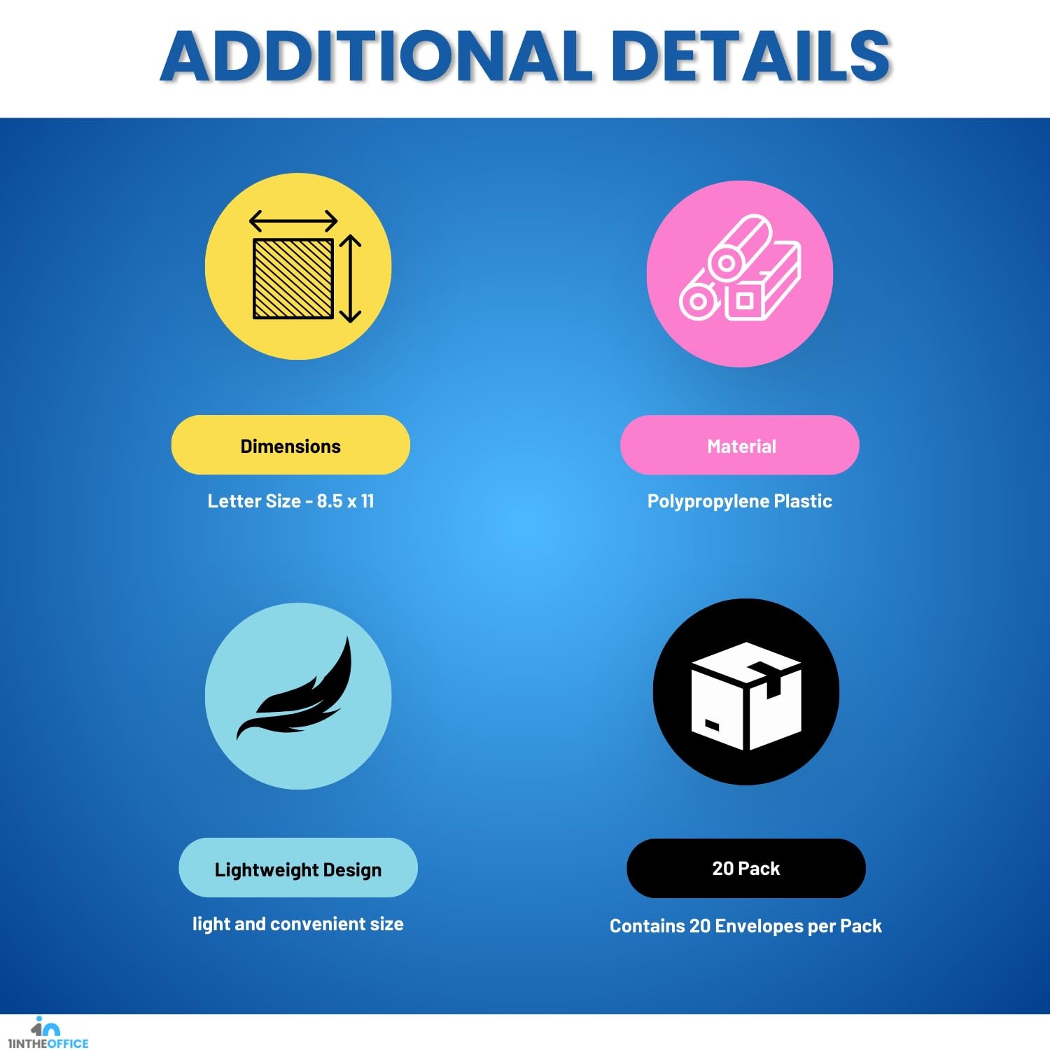 1InTheOffice Poly Envelopes with String Closure, Button and Transparent