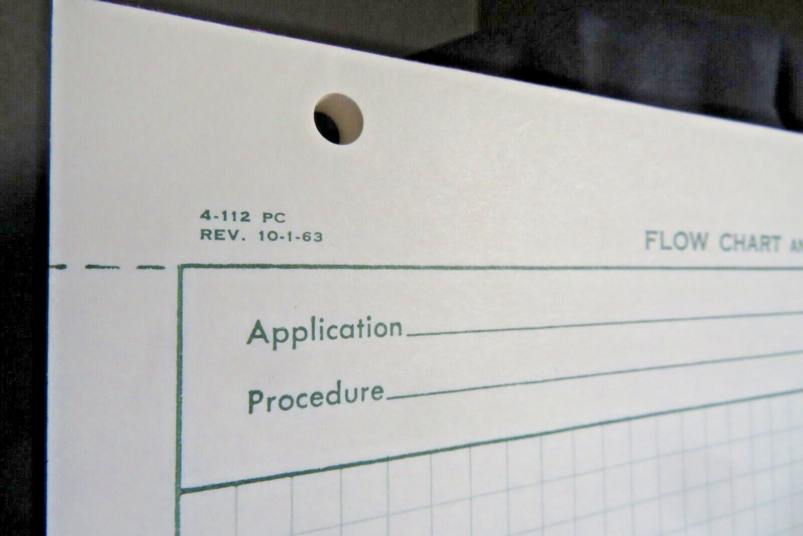 1963 VINTAGE Flow Chart & Block *VIDEO* Diagram Graph Paper Pad of 75 #4-112 PC