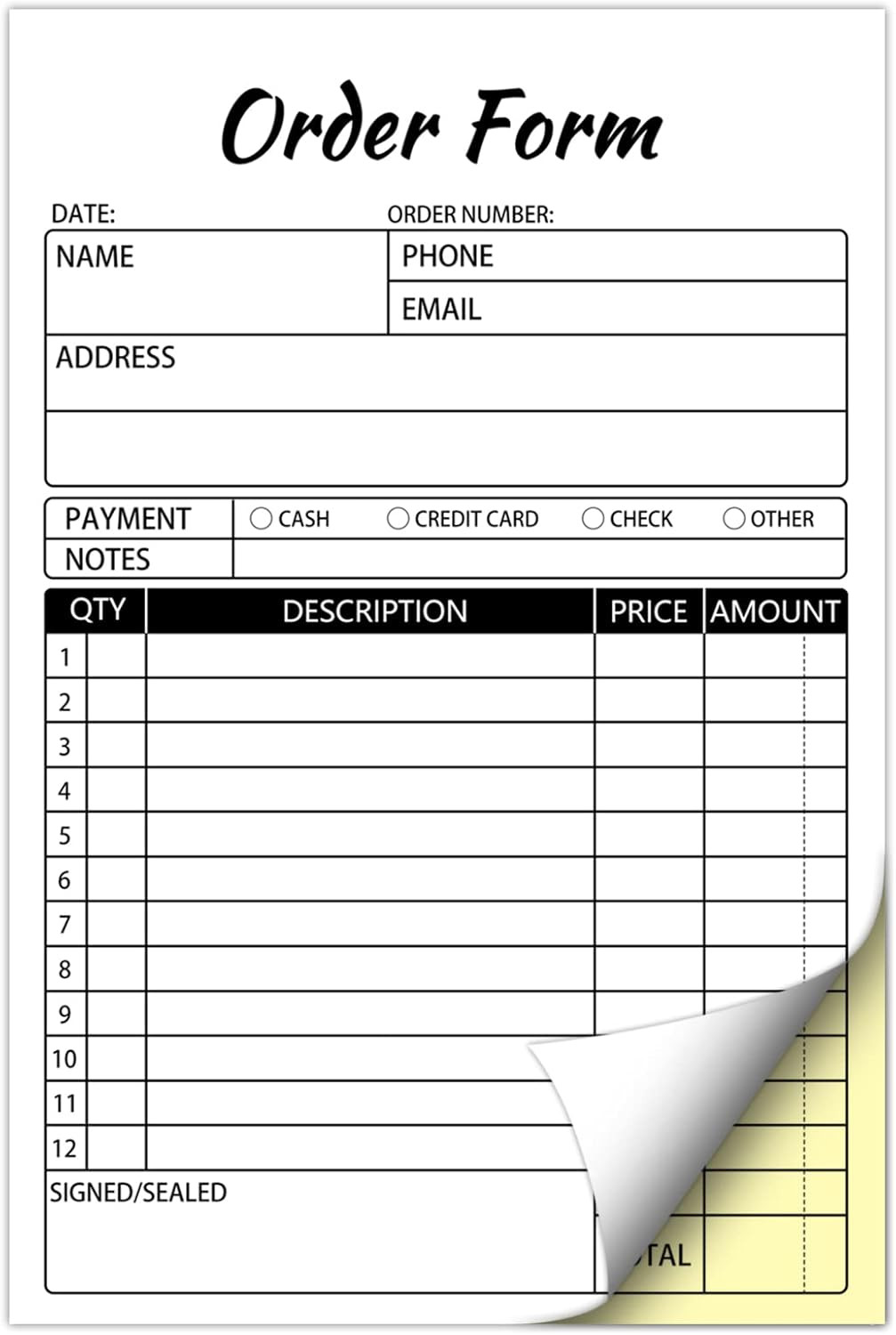 Sales Order Books,2 Part Carbonless Sales Invoice Book for Small Business,5.5 X