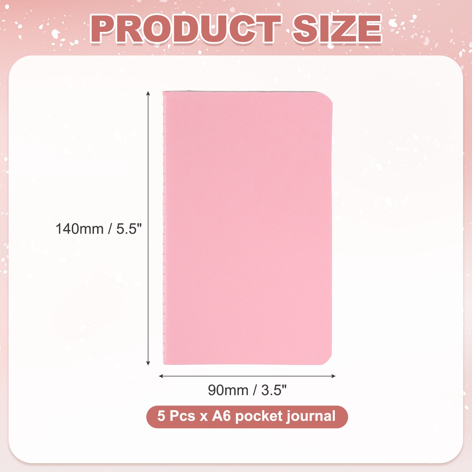 5 Pack A6 Notebook, A6 Journal Mini Notebook Pocket Kraft,Pink