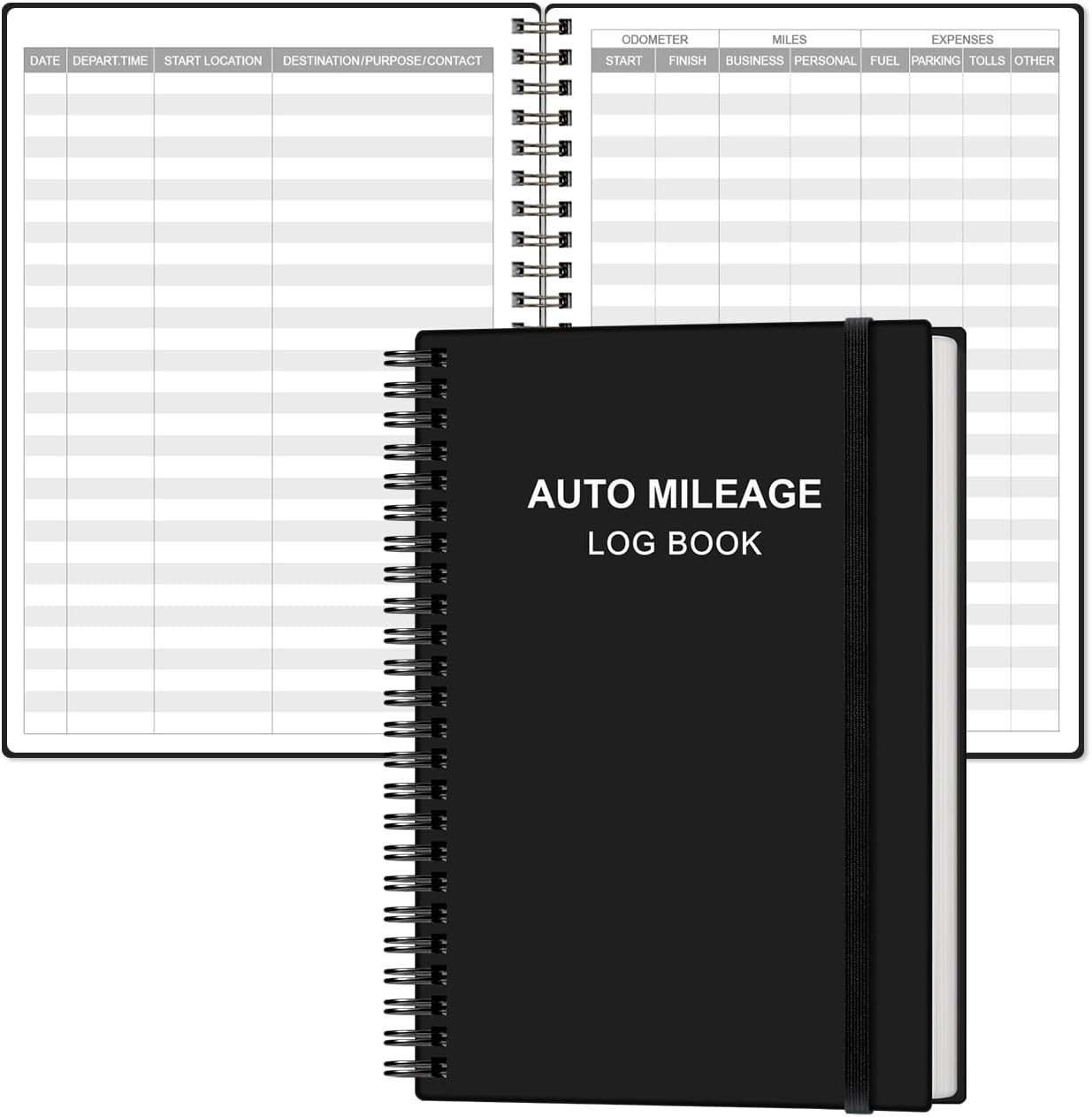 AT-A-GLANCE Auto Mileage Log Book Black