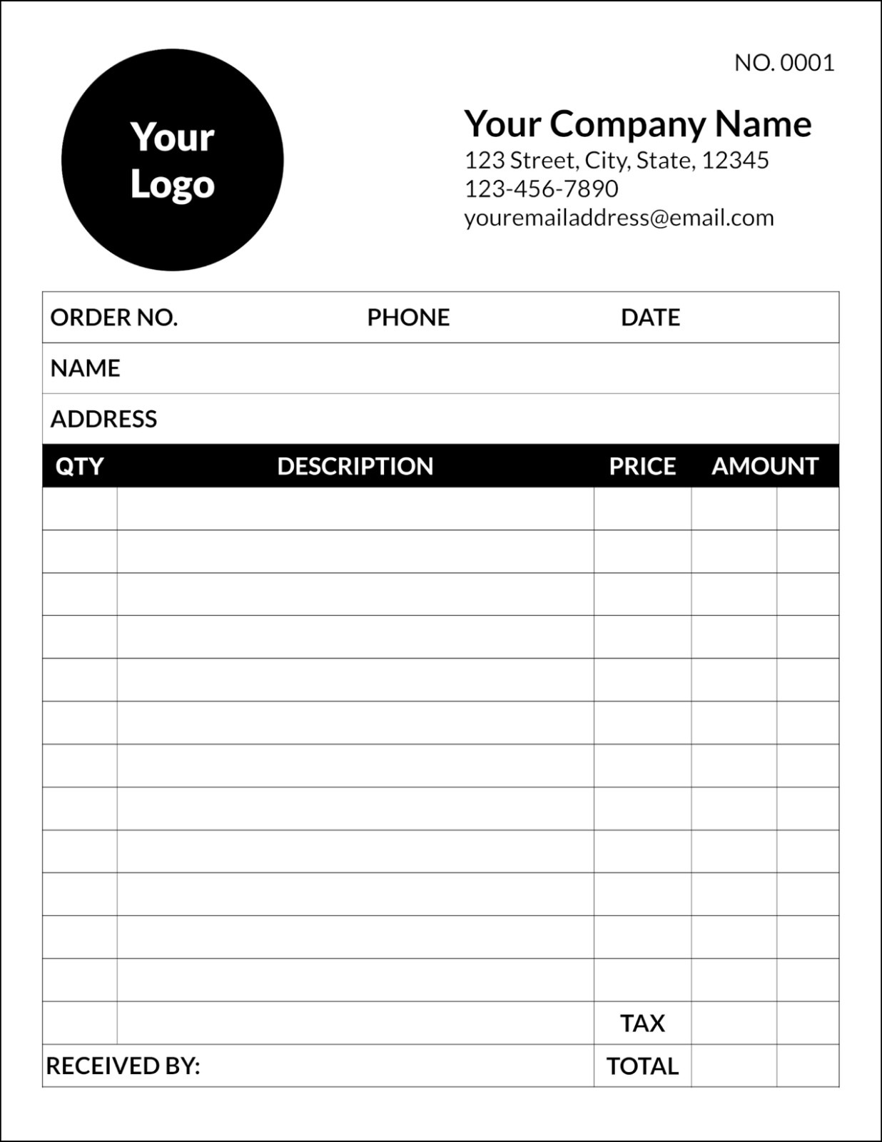 Custom 2-part NCR Wrap Around Invoice Book (250 White/Yellow Sets, 5 Books)