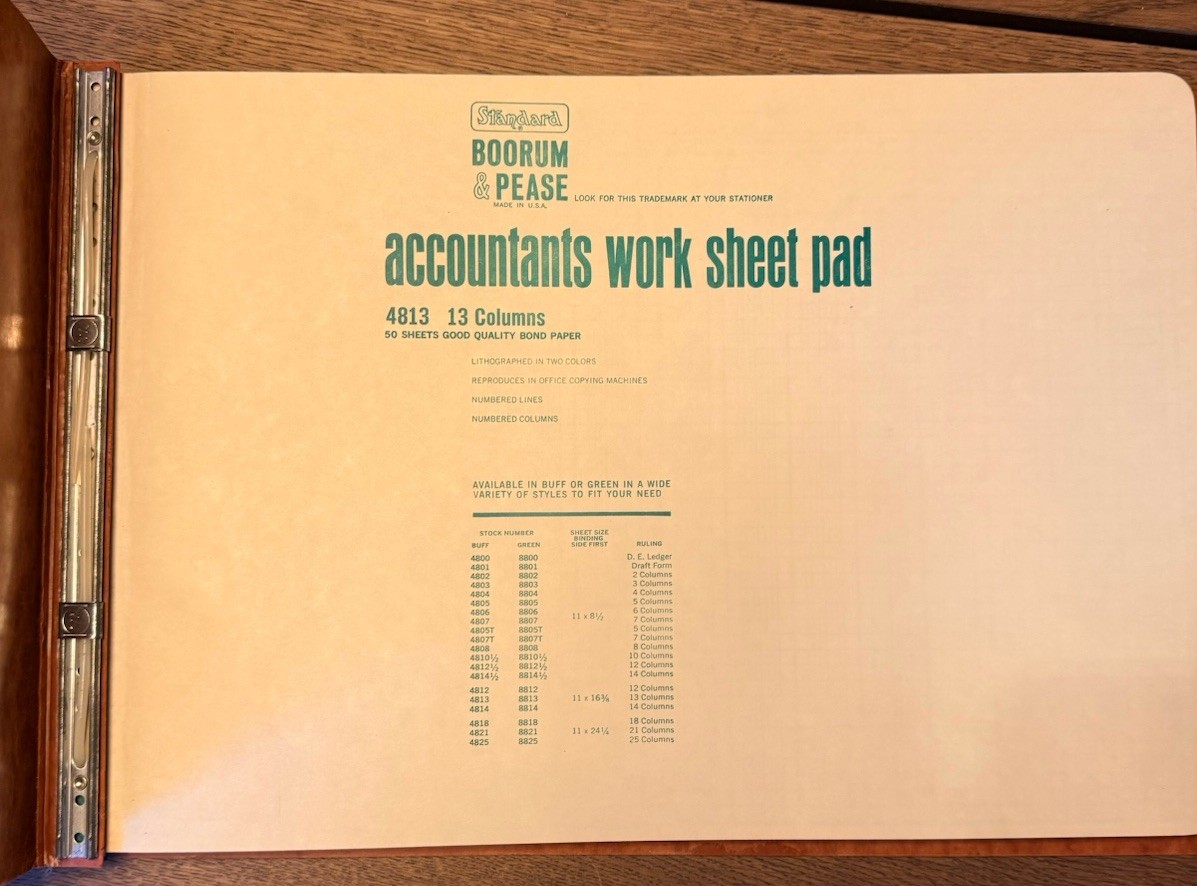 Vintage Boorum and Pease Accountant Worksheet Pad 4813 Column 50 Sheets
