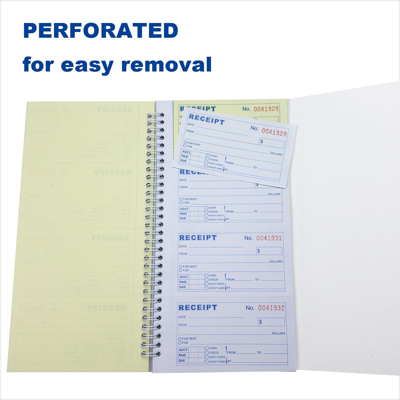 Money Rent Receipt Book 2-Part Carbonless 5-1/2 x 11 Inch Spiral 200 Sets