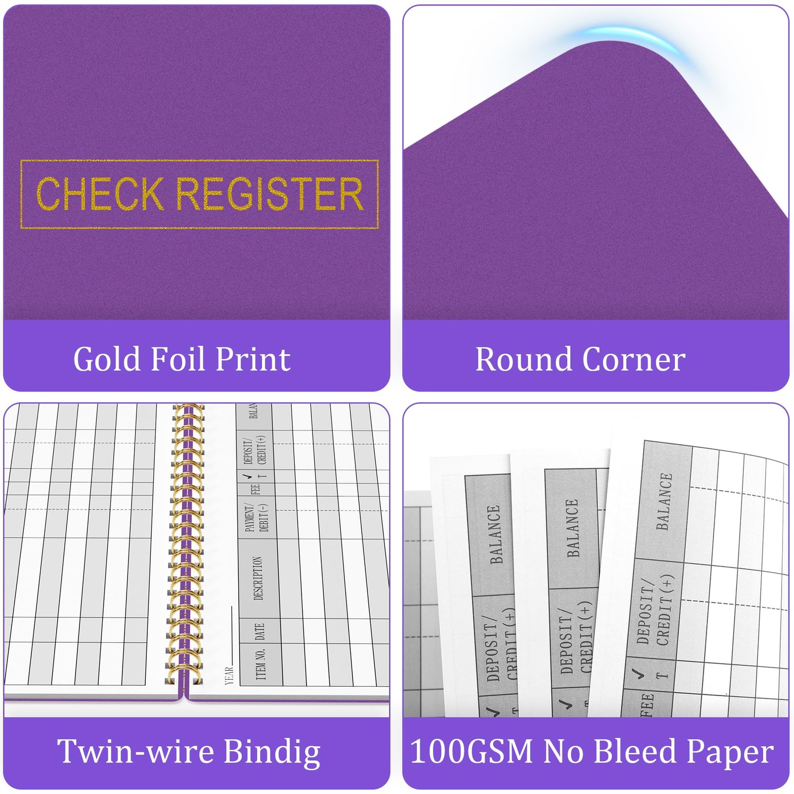 Check Registers for Personal Checkbook, Transaction Expense Ledger Log Book f…