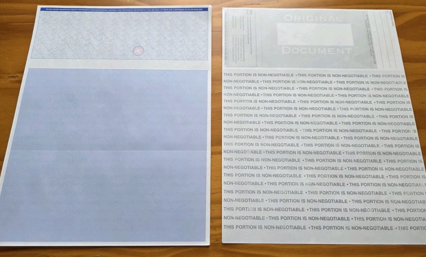 🔥 500 Tyler Tech MUNIS Blank Check Stock Paper – Check on Top – Blue Marble