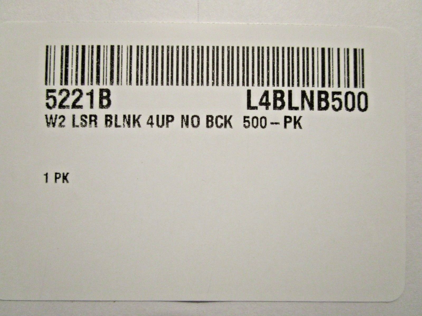 Blank Tax Forms: 4-up W-2, 500 sheets NO backer/instructions #TF5221 L4BLNB