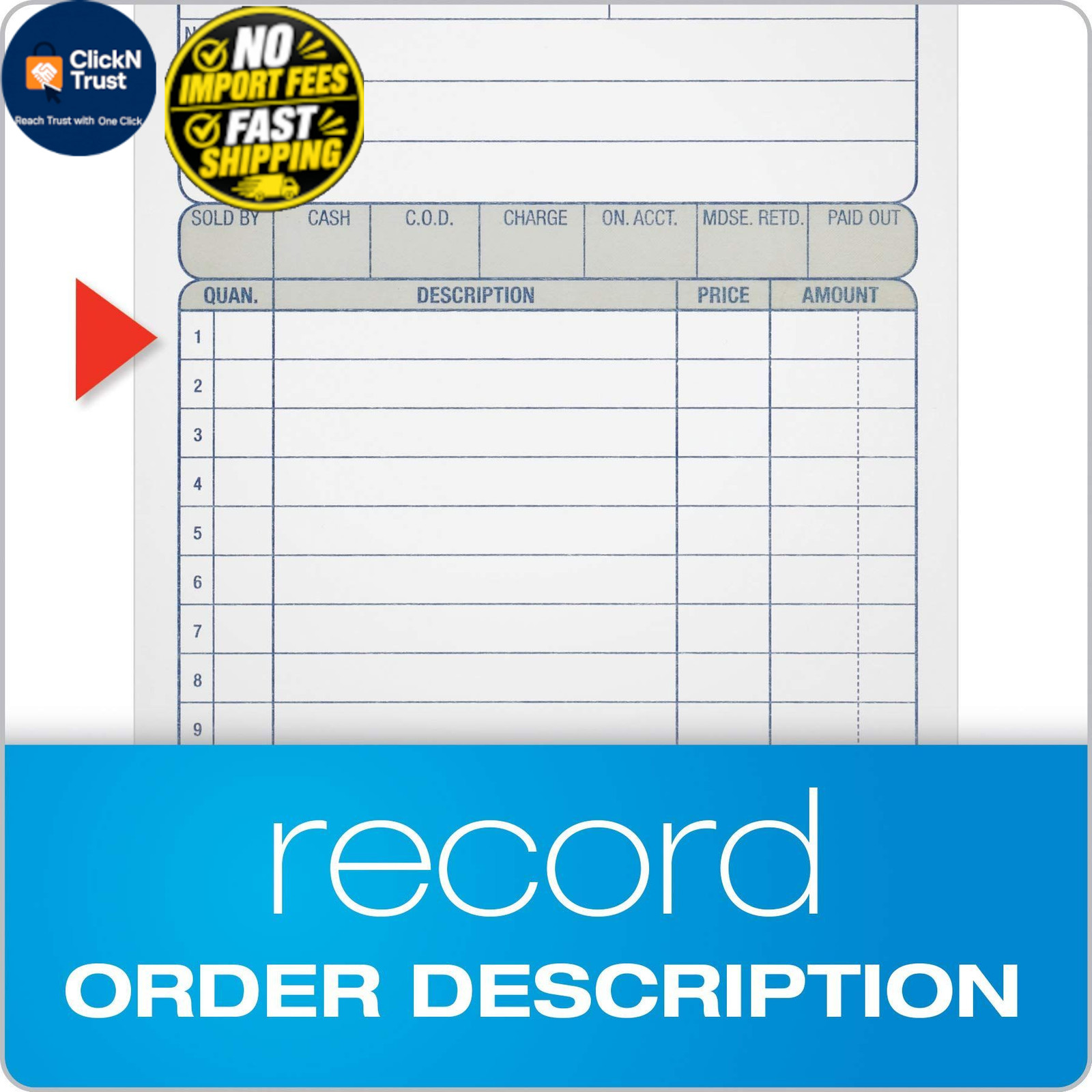 Adams Sales Order Book, 2-Part, 50 Count (Pack of 1), White/Canary