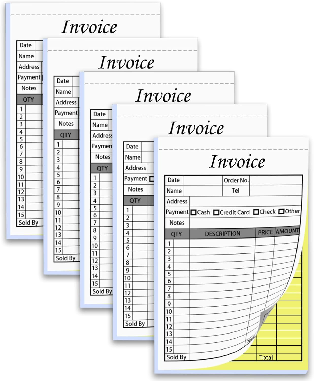 250 Sets Invoice Receipt Book for Small Business, 5.5 X 8.5 in Receipt Book with