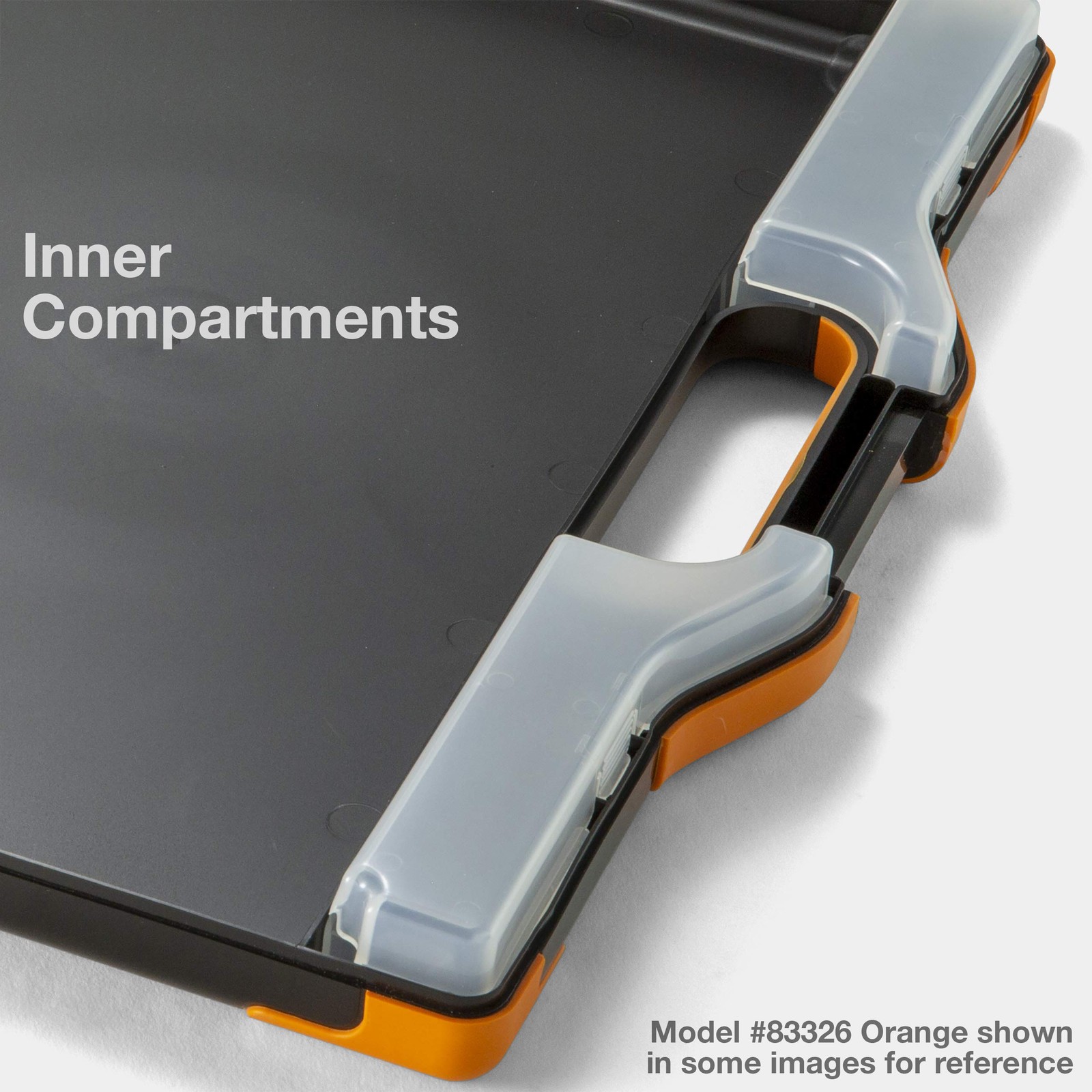 OIC83326 – OIC Clipboard Storage Box 16″ x 13″ x 2″, Black, Orange