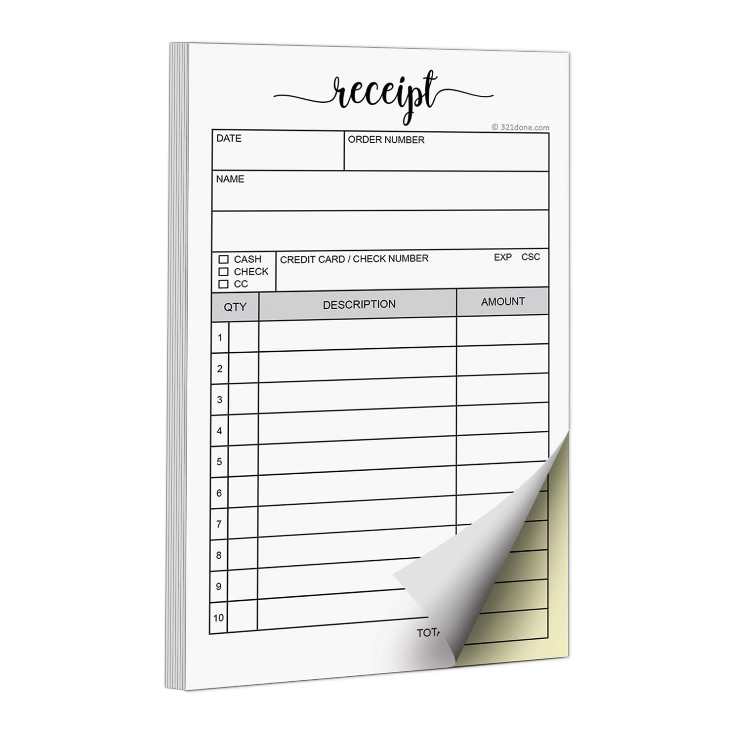 Receipt Book with Carbon Copies for Small Boutique Business – 2-Part Carbonle…