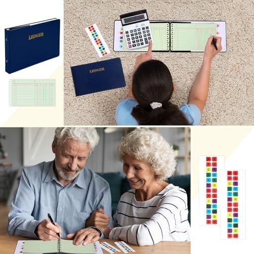 Skyygemm Ring Ledger Binder with 200 Pcs 5″x8.5″ Ledger Sheets Small Index Tabs