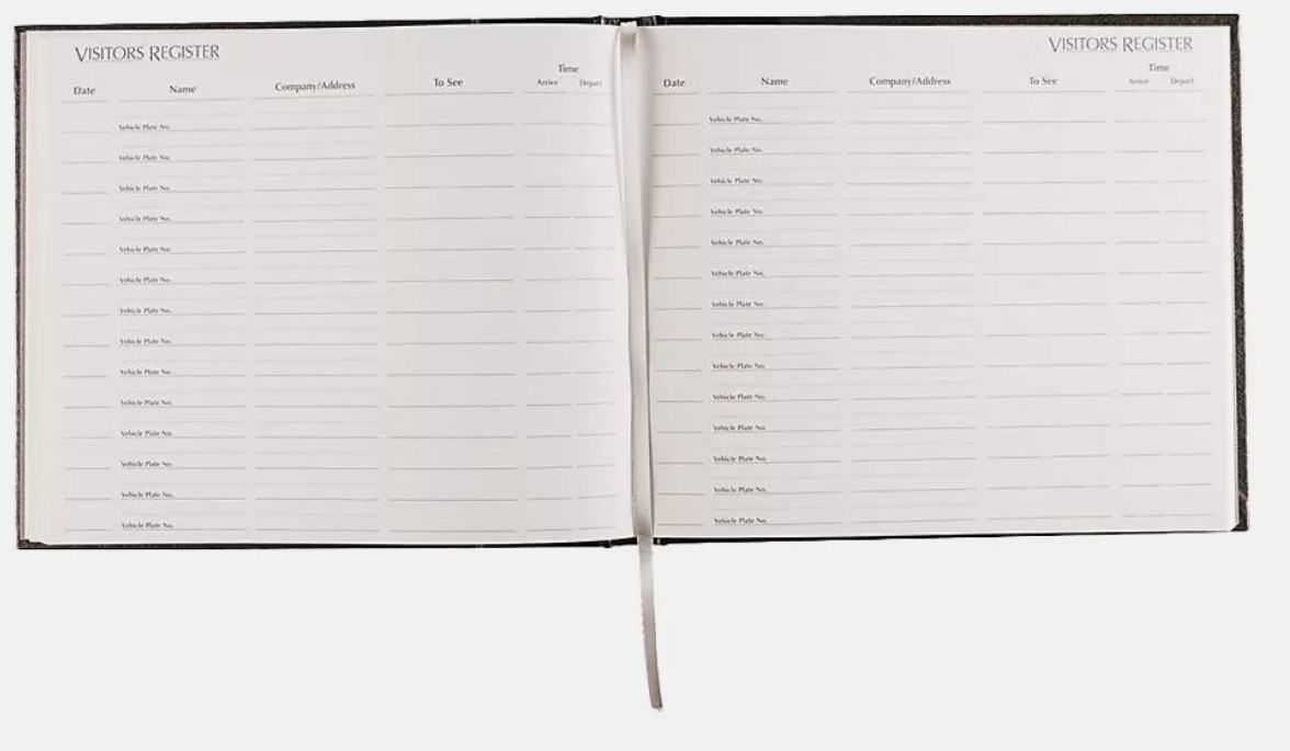 National Visitor Register Book Black Hardcover 128 Pages 8 1/2 x 9 7/8 57802(V16