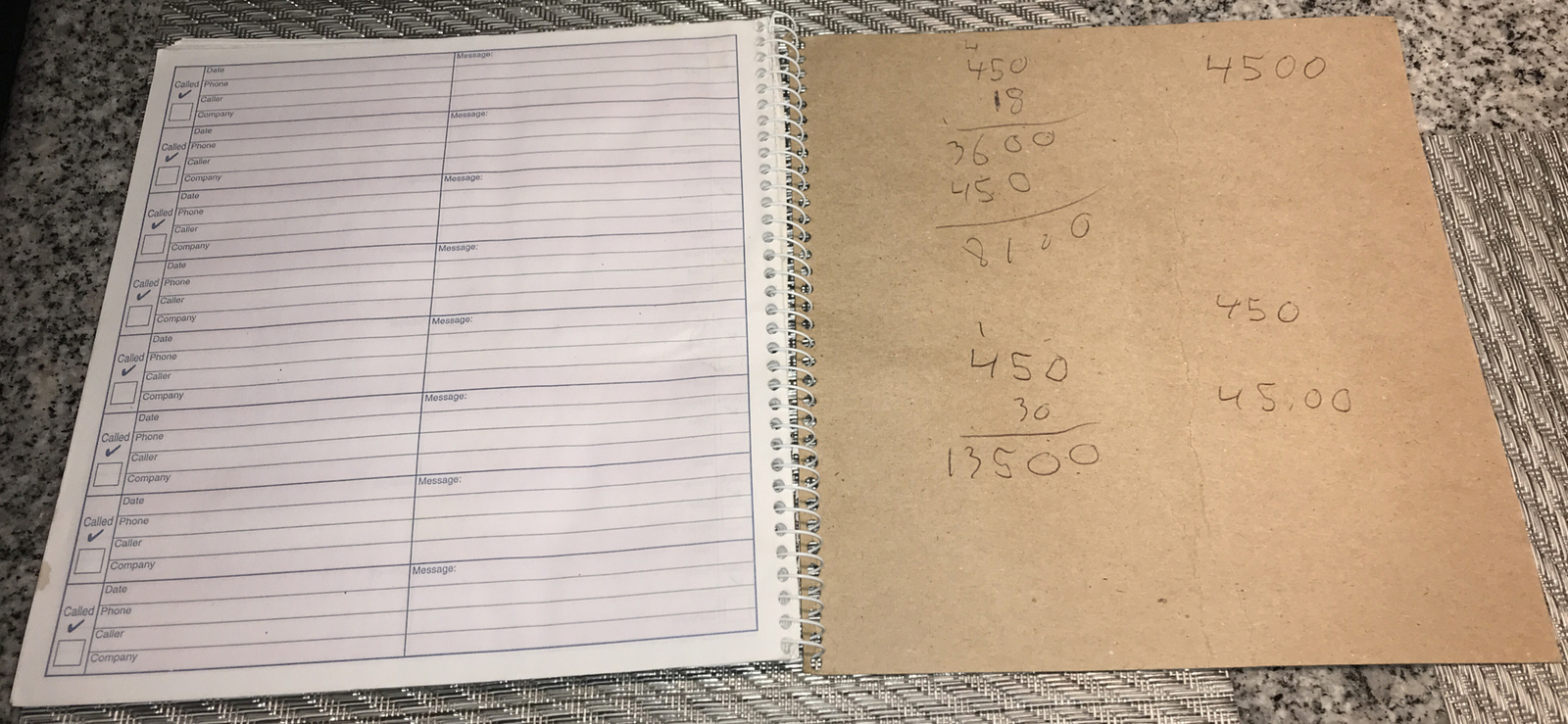 Adams Voice Mail Log Book 960 Messages 8 1/4” X 8 1/2” #S8796
