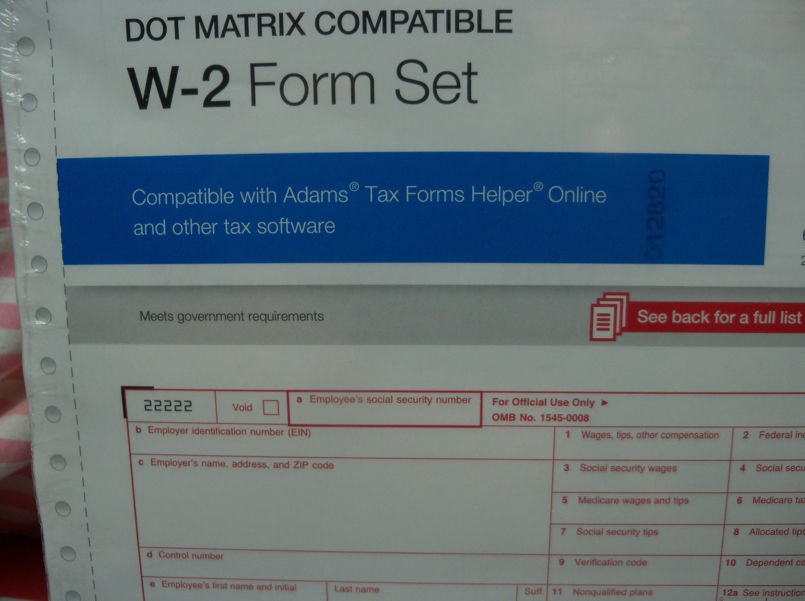 24 Count Pack of Staples Dot Matrix 2017 IRS Tax W-2 6-Part Form Sets USA W2
