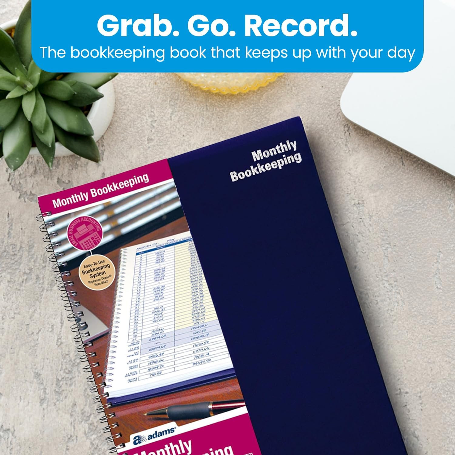 Monthly Bookkeeping Record Book – 8.5″ X 11″ Spiral Bound 4 Column Ledger 128 Pa