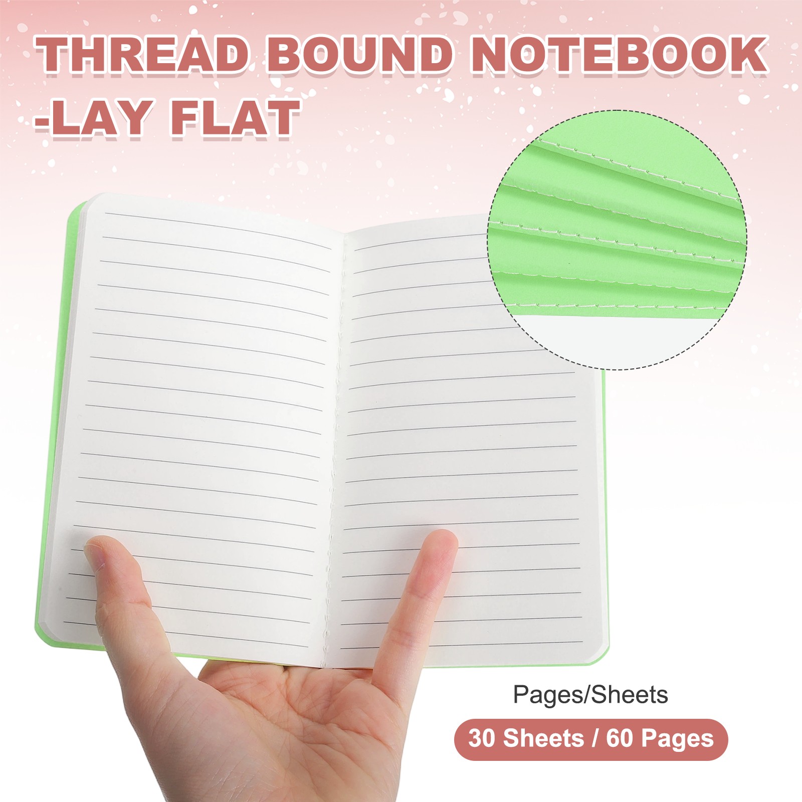 5 Pack A6 Notebook, A6 Journal Mini Notebook Pocket Kraft,Light Green