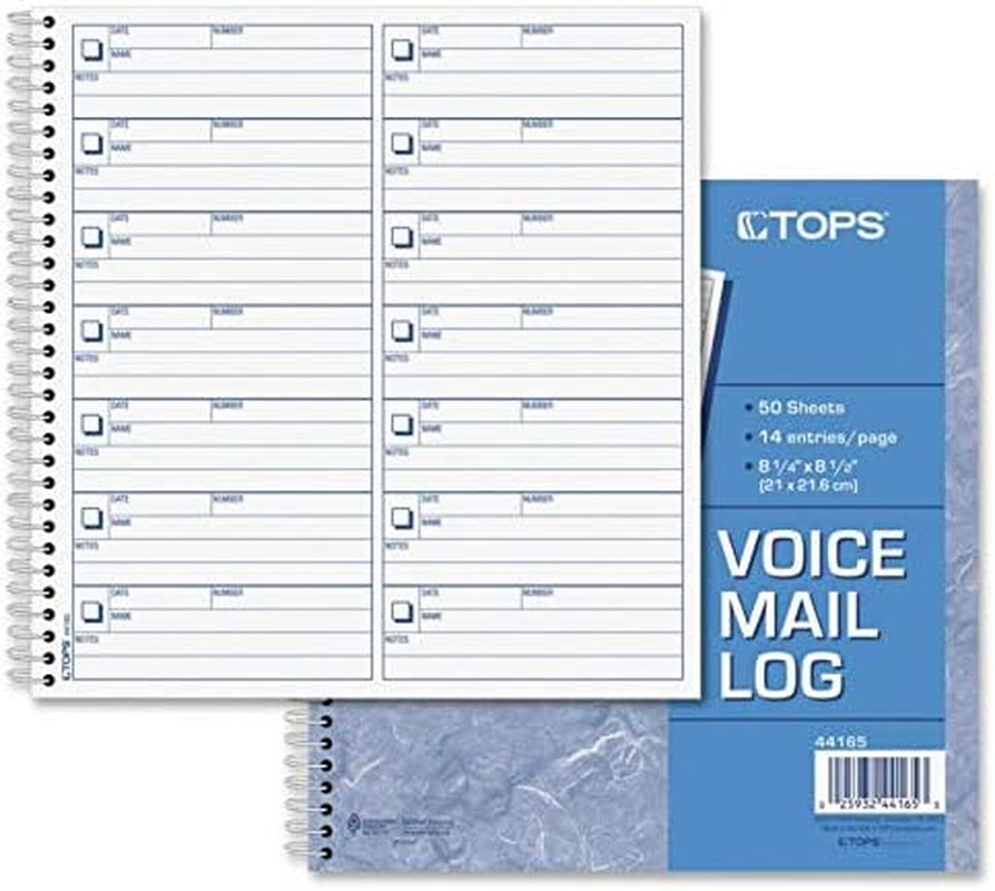 44165 Voice Mail Log , 8 1/2 X 8-1/4, 1,4-Message