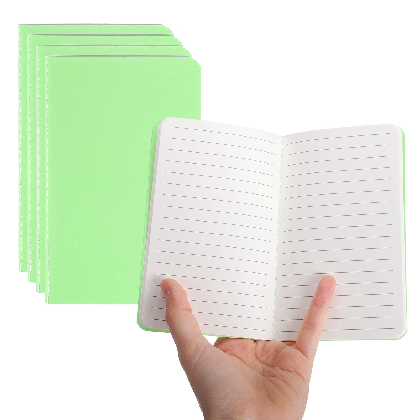 5 Pack A6 Notebook, A6 Journal Mini Notebook Pocket Kraft,Light Green