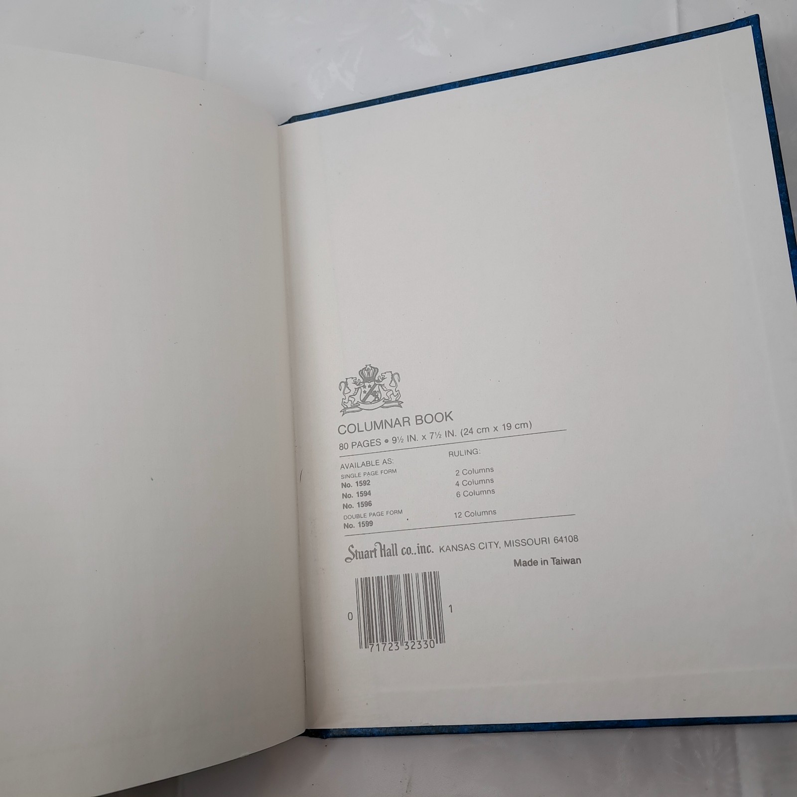 Vintage Stuart Hall Columnar Book 12 column executive blue marble bound notebook
