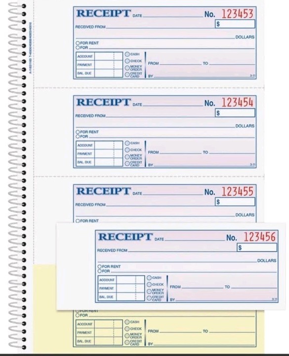 Adams Money and Rent Receipt Books, 2-Part Carbonless, 7-5/8 x 10-7/8, 5 Pack
