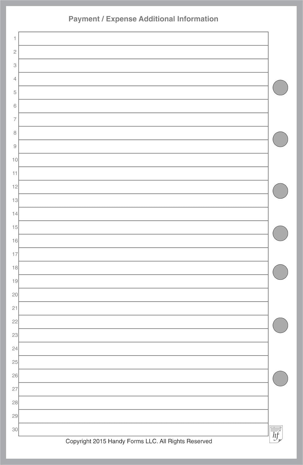 Archival Quality Expense Record with 7 Holes – Perfect for 5.5″ x 8.5″ Notebooks
