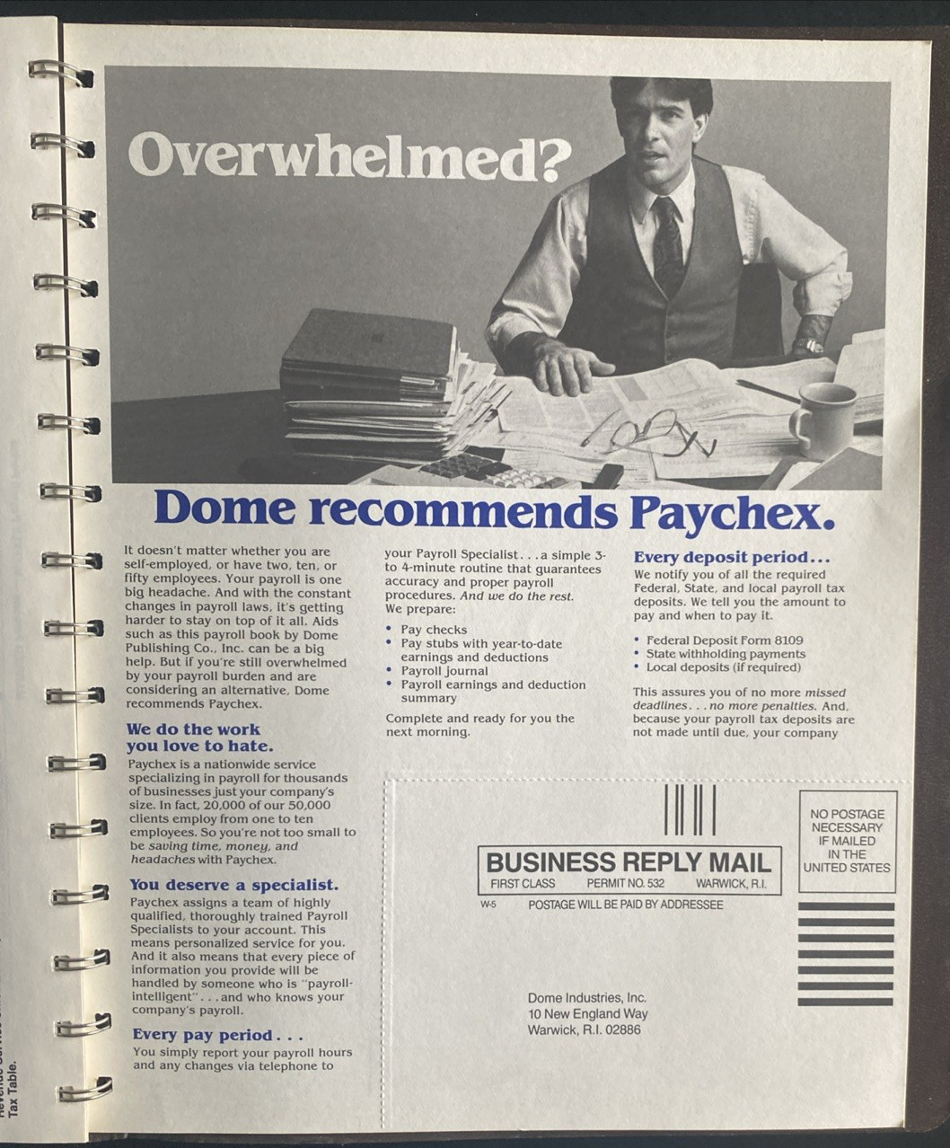 Vtg Dome Simplified Weekly Bookkeeping Record No 600 Vinyl Covers New, Unused