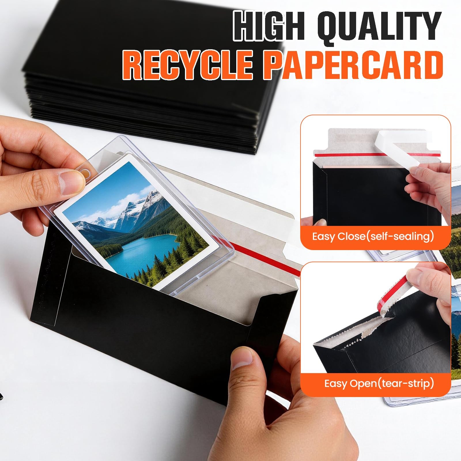 120 Pack Black Rigid Mailers 7×4.35 Card Shipping Envelopes For Collectors Selle