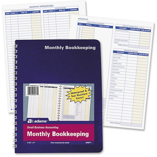 Adams Monthly Bookkeeping Record – Spiral Bound – White – 1each (AFR71)