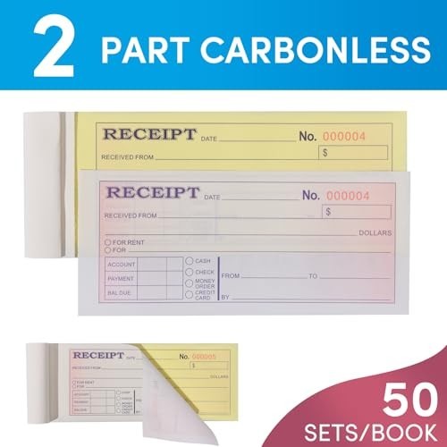 42 Pack Carbonless Receipt Books 2-Part 50 Sets Each for Small Business