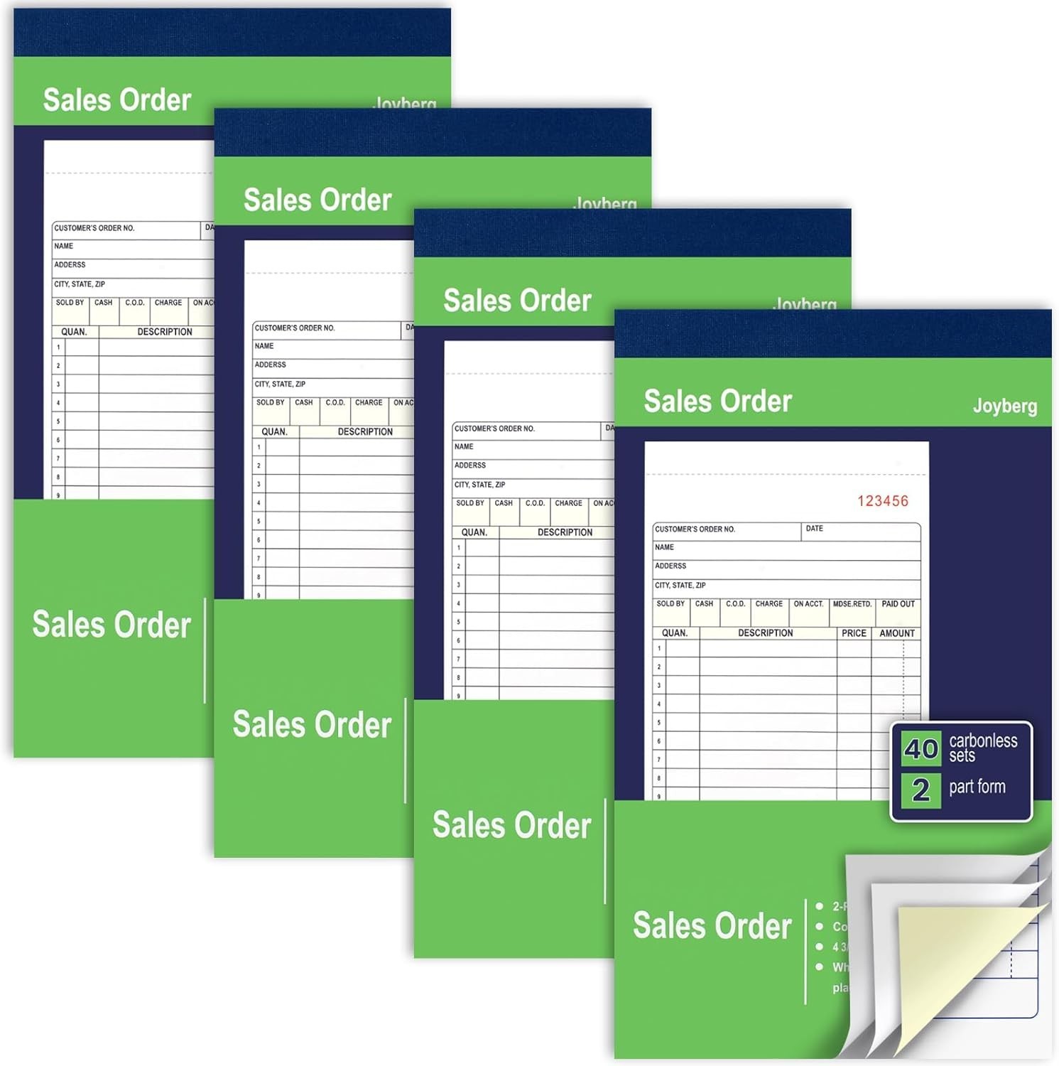 1 or 4 Receipt Book, 4.17Inx7.2In Receipt Book with Carbon Copies, 2-Part Carbon
