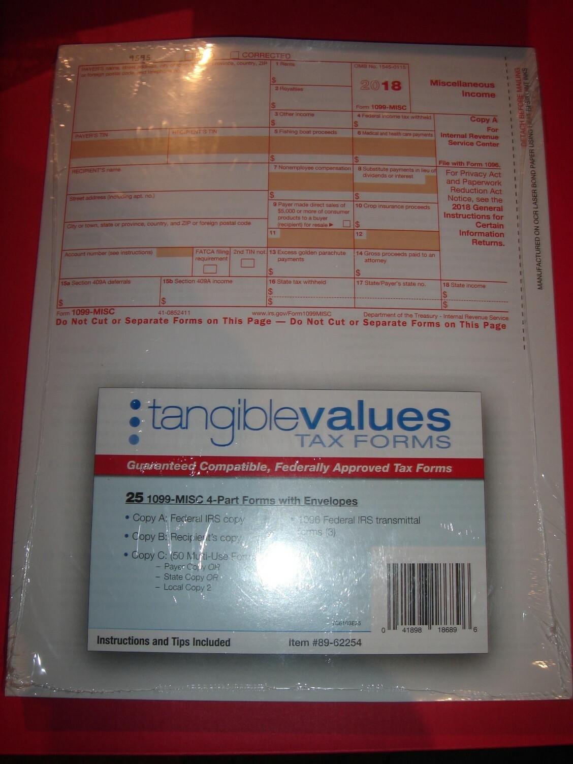 2019 Tangible Values TAX FORMS Federally Approved 4-Part Forms with Envelopes