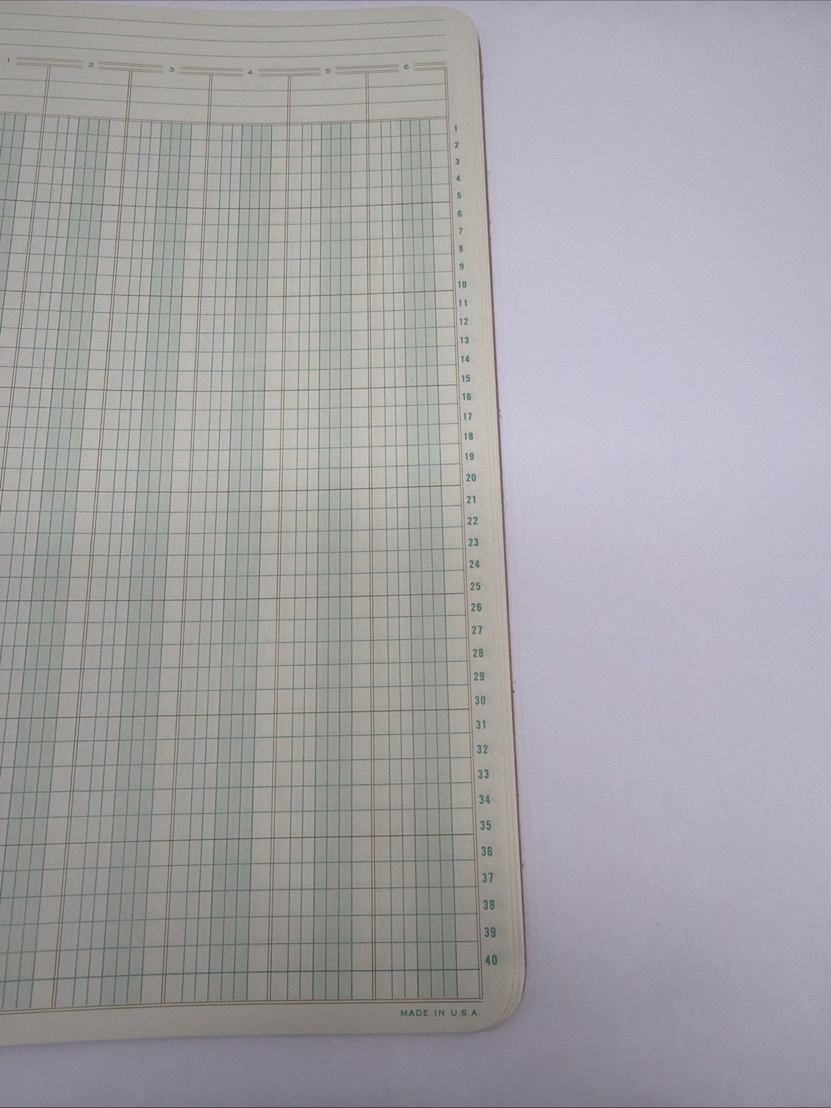 1968 Wilson Jones Write Columnar Pad Green G7506 6 Columns Accounting Ledger